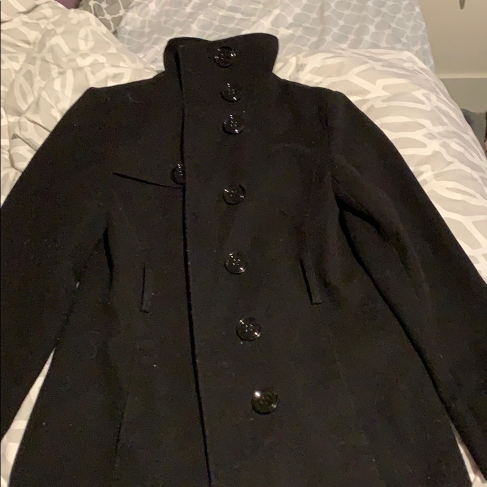 La nouvelle renaissance black long pea coat xs